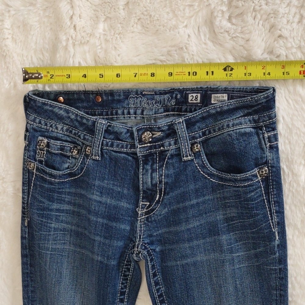 MISS ME STRAIGHT Blue Jeans with Embellished Pockets - Picture 7 of 17